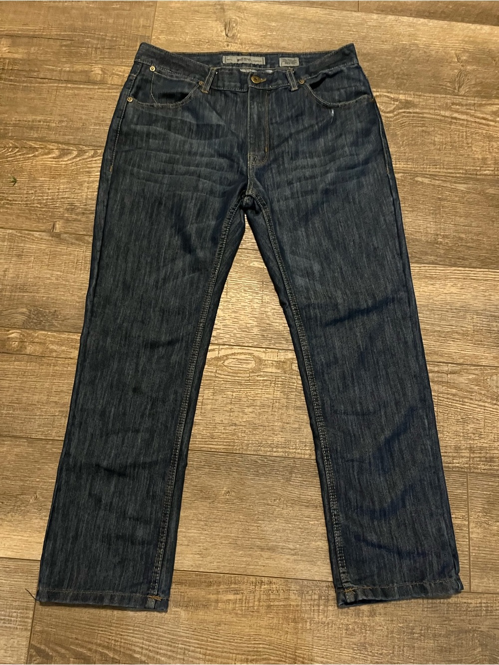 PD&C Men's Dark Blue Slim Straight Jeans with Accent Stitching on Back Pockets